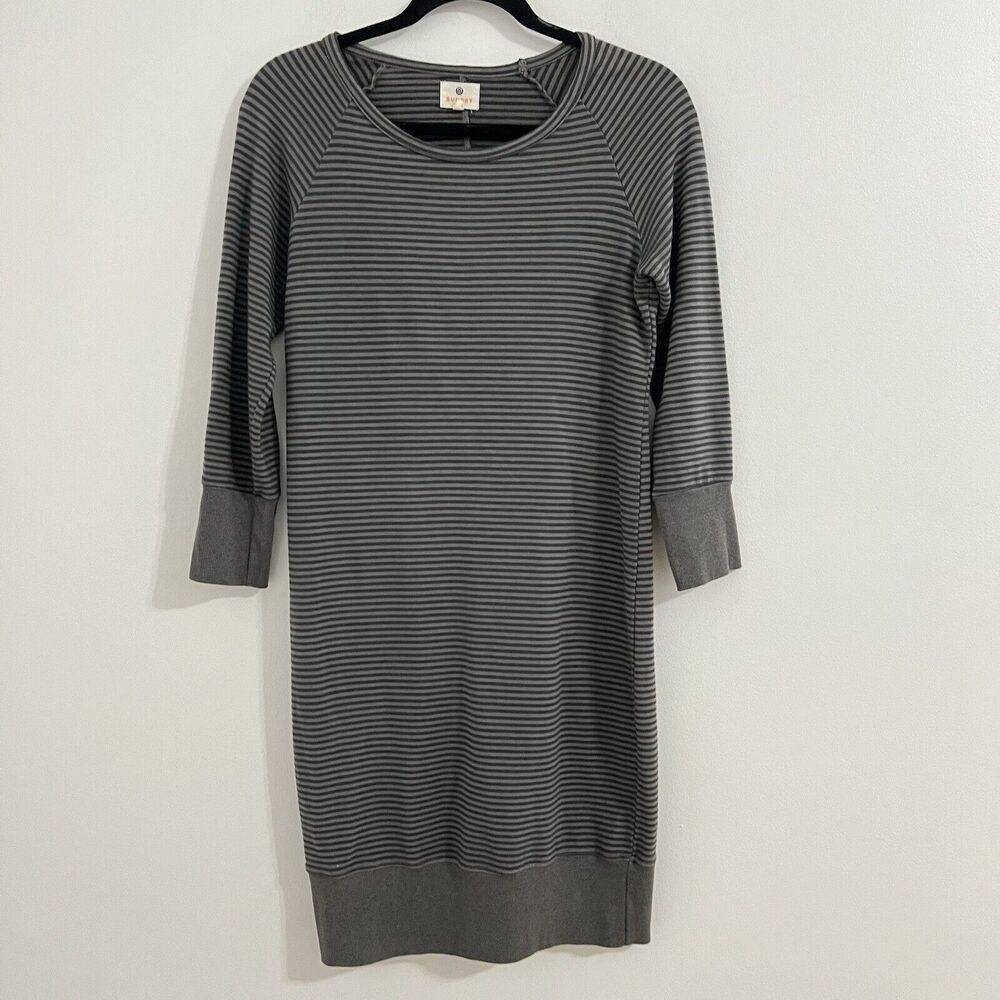Sundry Sweater Dress Size 1 / Small Gray Striped Whimsy Jersey Streetwear Casual